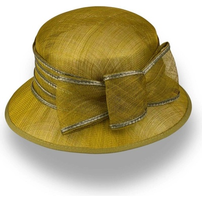 Krumlovanka dámský sisalový slavnostní klobouk Cloche C-119 zeleno-žlutý