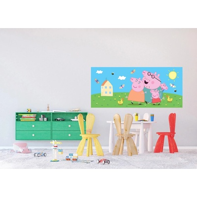 Ag Design FTDNH-5519 Dětská vliesová fototapeta na zed' Prasátko Peppa s Rodinou, rozměry 170 x 75 cm