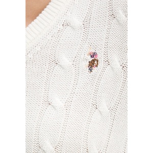 U. S. Polo Assn U. S. Polo Assn. пуловер дамски от памук V-NECK CABLE (WUP0397) - answear - 95,82 лв