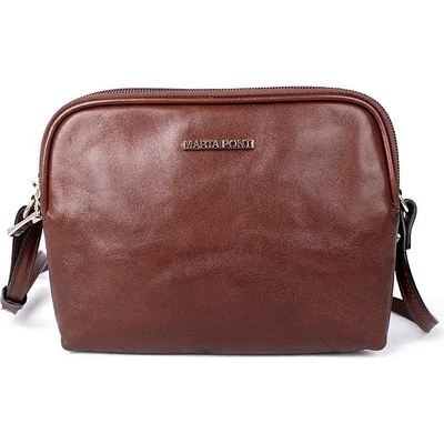 Marta Ponti Tříoddílová luxusní dámská kožená crossbody kabelka A17 hnědá