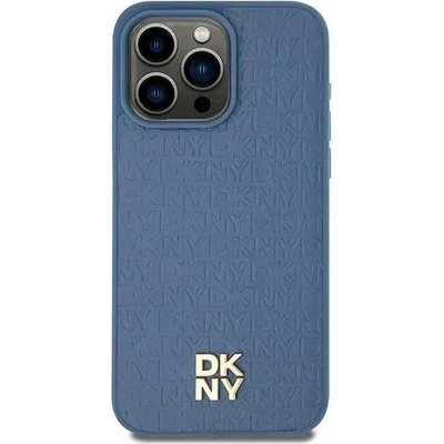 DKNY Кейс DKNY Leather Pattern Metal Logo MagSafe за iPhone 15/14/13, син (3666339261658)