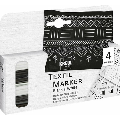 Kreul 92751 Textile Marker Black & White Set Комплект маркери за текстил 2 mm Black & White 4 бр (92751)