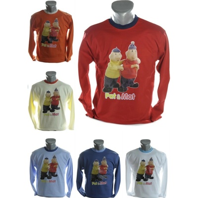 Detské tričko s dlhým rukávom a zvýrazneným límcom Pat & Mat modrá