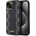 DKNY PU Checkered Pattern MagSafe Leather Hard Case - дизайнерски кожен кейс с MagSafe за iPhone 15 (черен)