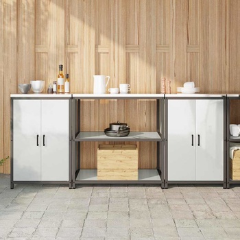 vidaXL Комплект за кухненско съхранение 3 pcs Сив 210 x 50 x 92 см (3392671)