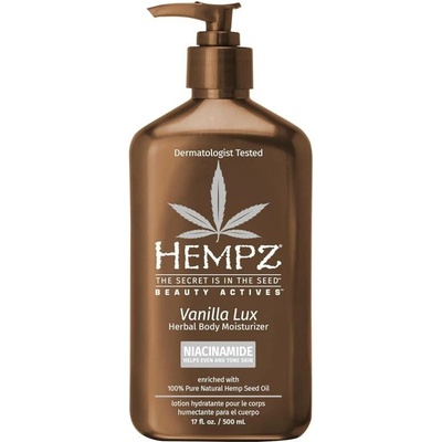 HEMPZ Hydratační tělový krém Vanilla Lux s niacinamidem 500 ml