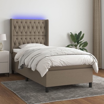 vidaXL Боксспринг легло с матрак и LED, таупе, 90x200 см, плат (3138529)