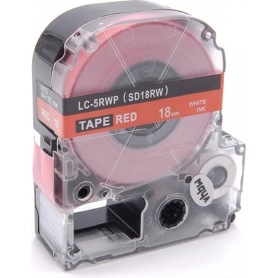 Epson LC-5RWP, SD18RW, 18mm x 8m, biela tlač / červený podklad, kompatibilná páska