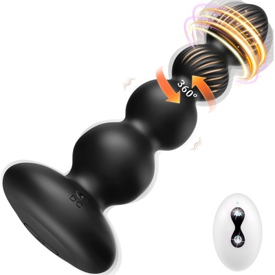 SuperLove 360 Rotating & Vibrating Anal Beads Black
