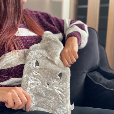 Ruhhy Láhev zahřívací termofor s fleecovým obalem Kočka 1,8 l – Zboží Dáma