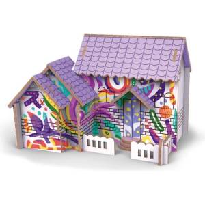 Wiky kreativita 3d пъзел дървена къща с цветове (050877)