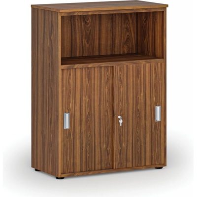 Primo Kombinovaná kancelárska skriňa so zásuvnými dverami WOOD, 1087 x 800 x 420 mm, orech