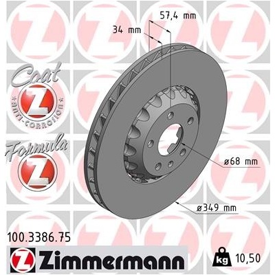 ZIMMERMANN Brzdový kotúč 100.3386.75