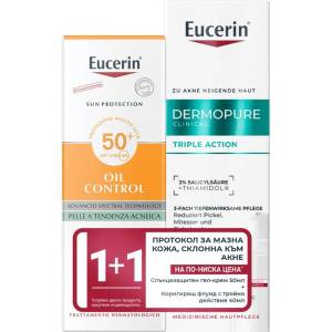 Eucerin Комплект - Коригиращ флуид и Слънцезащитен гел-крем за лице, 40 + 50 ml