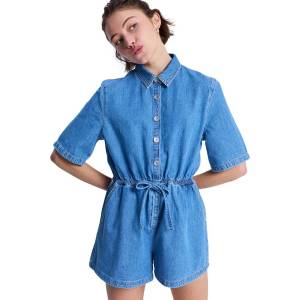 ROXY Real Tomorrow Denim short sleeve romper - Blue (Surf Wash)