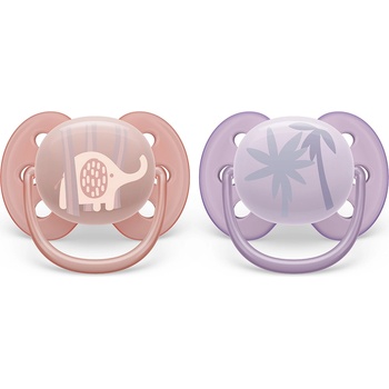 Philips залъгалки - Ultra Soft със стерилизаторна кутия 0-6 м - слонче/палми