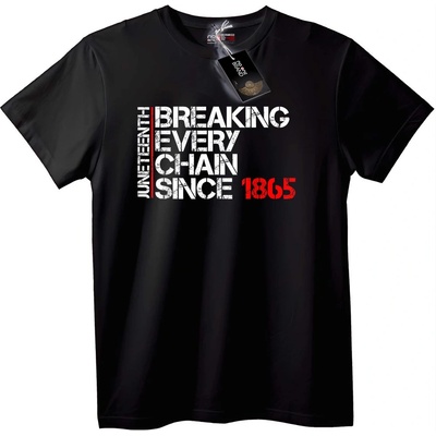 NOONEBRAND Тениска Juneteenth - Разбиване на вериги от 1865 - M, Black