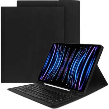 Tech-Protect SC Pen Case and Bluetooth Keyboard - кожен калъф и безжична блутут клавиатура за iPad Pro 12.9 M2 (2022), iPad Pro 12.9 M1 (2021), iPad Pro 12.9 (2020) (черен)