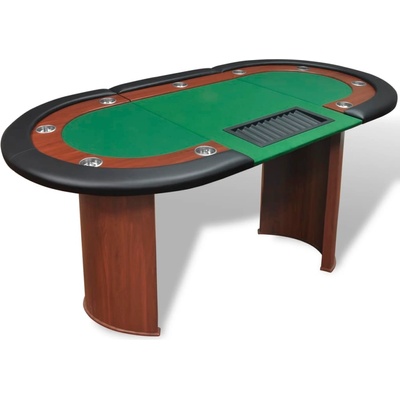 vidaXL Покер маса за 10 играчи с дилър зона и табла за чипове, зелена (80133)