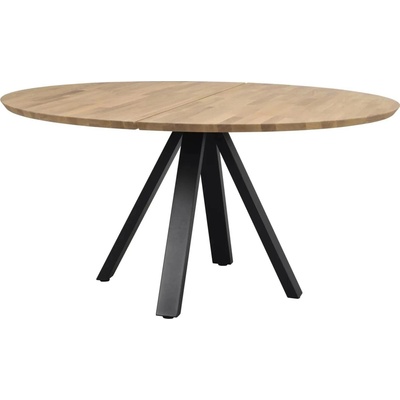 Rowico Home Kulatý jídelní stůl z masivního dubu CARRADALE Oak/black 150 x 150 cm dub přírodní černá 120896