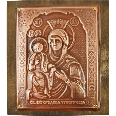 МЕДНА ИКОНА ЗА ЗАЩИТА СВЕТА БОГОРОДИЦА ТРОЕРУЧИЦА