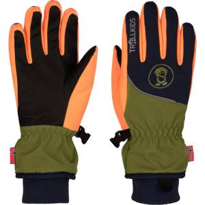 Trollkids Детски ръкавици Trollkids Kid's Trolltunga Glove - Spruce Green / Black / Vivid Orange - размер 4, 5 (202-3092-1912)