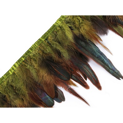 Prýmek - kohoutí peří 14-16 cm zelená sv. 1 m