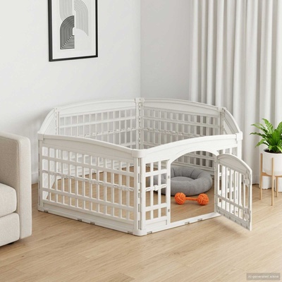 vidaXL 6 панелна играчка за кучета 179 x 151 x 58 см Пластмаса Бяло (42027223)
