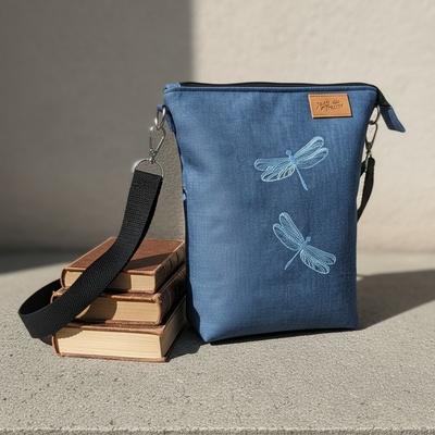 Joan Atelier Vážky Háta Crossbody taštička strojová výšivka