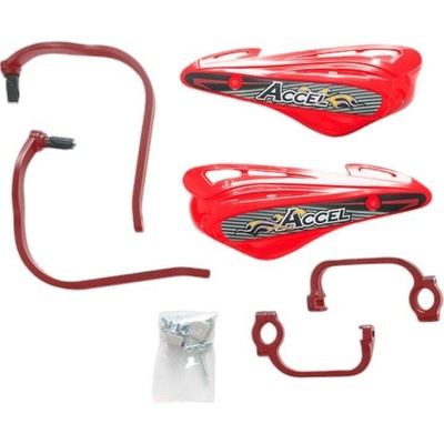 ACCEL chrániče páček s alu upevněním STRONG (22+28mm) dvoubodové upevnění (ALU-červená, PLASTIK-červená)