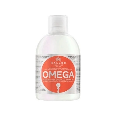 Kallos Cosmetics KJMN Omega Rich Regenerating Shampoo regeneračný šampón na vlasy s komplexom omega-6 a makadamiovým olejom 1000 ml