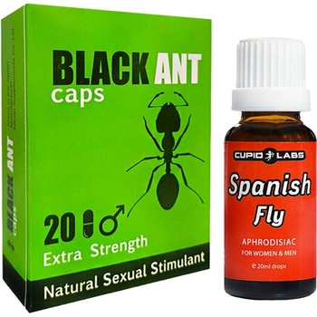 Черна Мравка BLACK ANT 20бр капсули за ерекция + Възбуждащи капки Spanish Fly 20ml