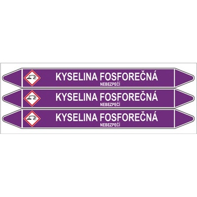 Značení potrubí, kyselina fosforečná,3 ks, 355 × 37 mm PZ 007070