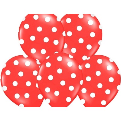PartyDeco Balón červený Biele bodky 30 cm