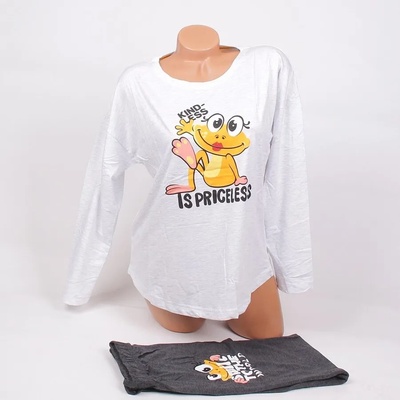 Пижама в бледосиво и графитено с жаба