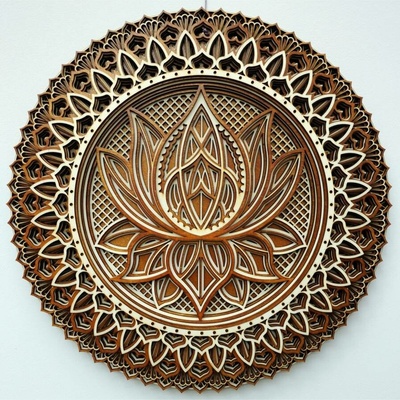 Dřevěná mandala - lotosový květ - stavebnice - 40x40x4 cm - 0.5kg Velikost: 40 x 40 cm