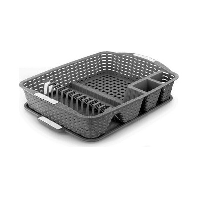 MEGA PLAST Mega Plast, Odkapávač na nádobí, polyratan, 47,5 x 37,5 x 9 cm, šedá metalíza