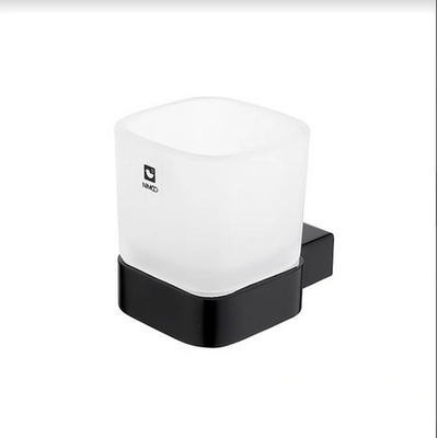 Nimco Kibo Pohárik na kefky a pastu s držiakom matné sklo/čierny mat Ki 14058C-90