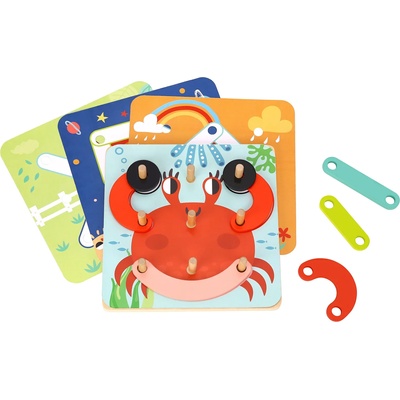 Tooky Toy Дървен образователен пъзел Tooky toy - 4 в 1 (TH123)