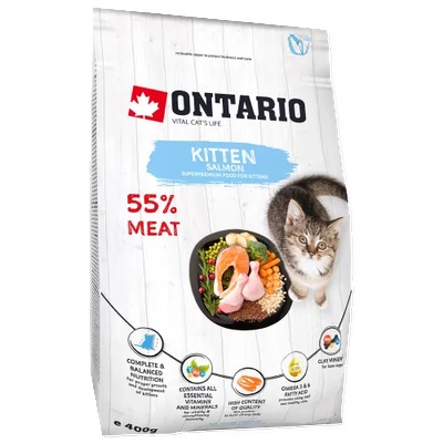 ONTARIO KITTEN SALMON cat food - суха храна за подрастващи котенца от 1 до 12 месеца със сьомга 0, 4 кг, Чехия 213-10073
