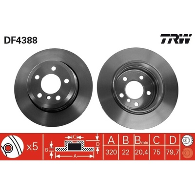 Brzdový kotúč TRW DF4388