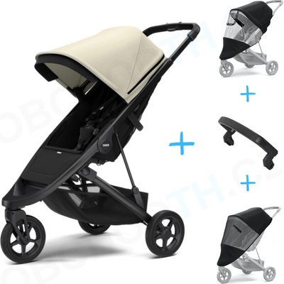 Thule set 4v1 Spring Soft Beige on Black 2024 + pláštenka + ochranná sieť + madlo