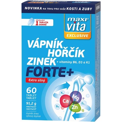 MaxiVita Exclusive Calcium magnézium zinok + Vitamíny B6 D3 a K1 60 tabliet