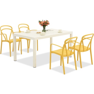 BICA Комплект градински мебели King/Vague в бяло и оранжево за 4 души Bica (BC440BL-4xBC312TU)