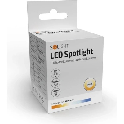 Solight LED žárovka , bodová , 7W, GU10, 3000K, 595lm, bílá