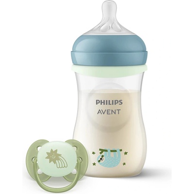 Philips Avent dojčenská fľaša Natural Response AirFree SCY673/01 260 ml + cumlík Ultra Soft Night