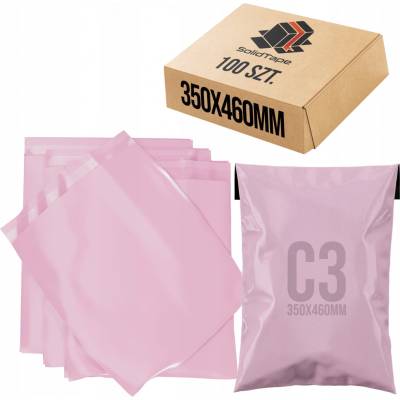 Kurýrní obálka SolidTape růžová 350 x 460 mm, 100 ks