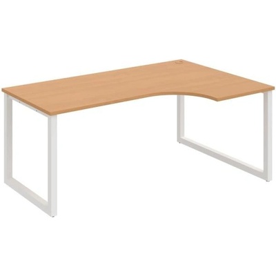 Hobis Pracovný stôl UNI O, ergo, ľavý, 180 x 75,5 x 120 cm, buk/biela