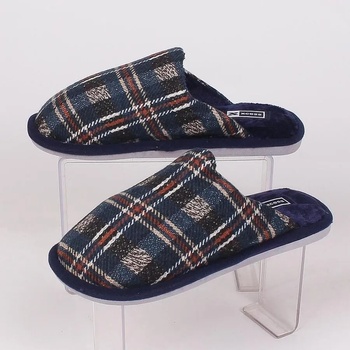 Image 1 of Мъжки пантофи в тъмносиньо с кариран десен