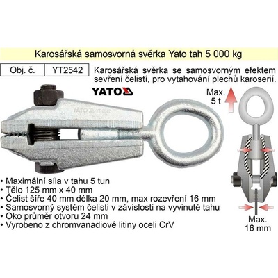 Yato YT-2542 Svěrka karosářská samosvorná k tahání 5t 125mm
